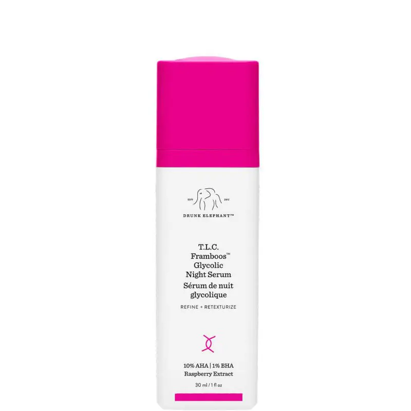 Experience the power of Drunk Elephant T.l.c. Framboos Glycolic Resurfacing Night Serum, a must-have in your skincare routine. Buy online at the best price in Bangladesh for glowing skin. - Lavishta