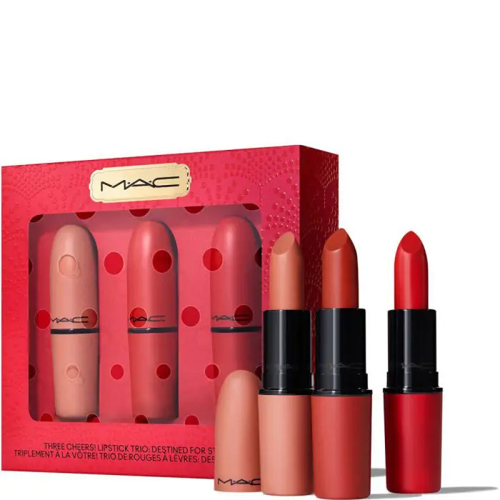 Shop the Mac Three Cheers! Lipstick Trio Kit online at the best price in Bangladesh. This set includes three luxurious lipsticks perfect for any occasion. Buy now! - Lavishta