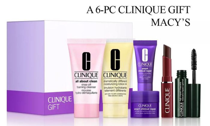 Shop the Clinique 6 Pcs Gift Set for complete skin care and face care. Buy online at the best price in Bangladesh. Treat yourself to this luxurious set today! - Lavishta