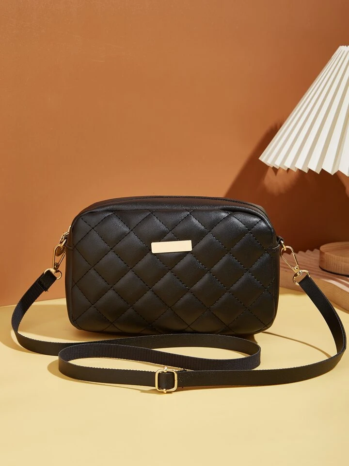 shein - Mini Quilted Metal Detail Square Bag - Black Price in ...