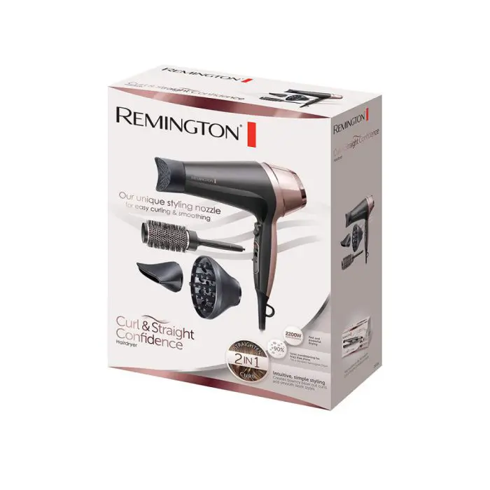 Achieve salon-quality hair styling with the Remington Curl & Straight Confidence Hairdryer. This versatile makeup and hair tool is a must-have dryer, available to buy online at the best price in Bangladesh. Upgrade your hair styling routine today! - Lavishta
