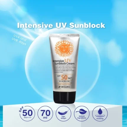 3w clinic intensive uv sunblock cream spf50