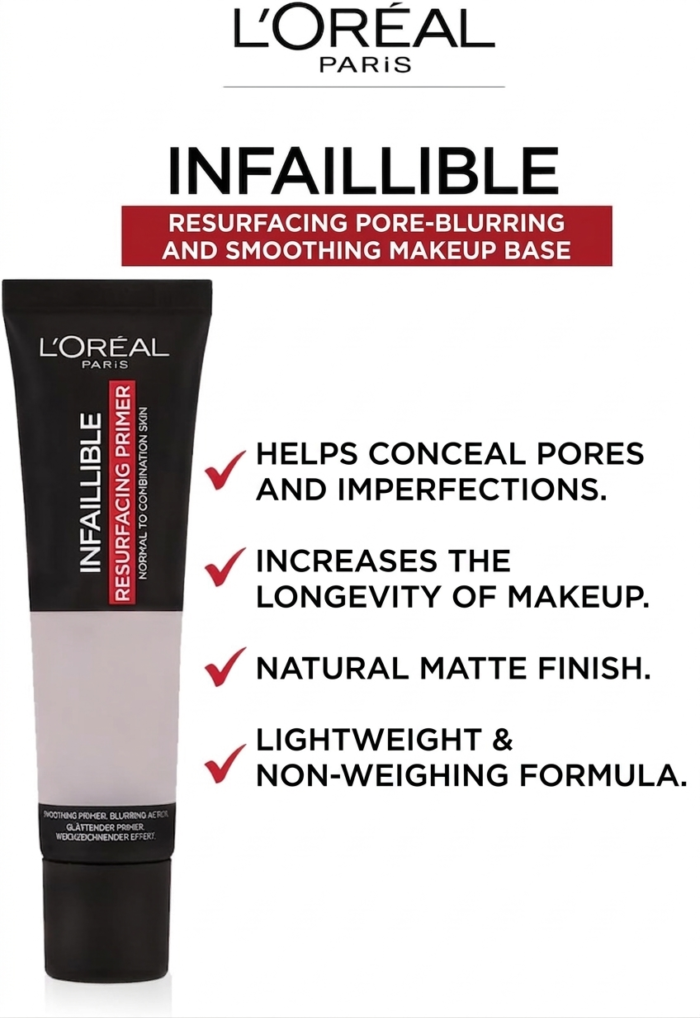 Gemini_Generated_Image_ouj6mouj6mouj6mo Loreal Paris - Infaillible Resurfacing Primer - 35ml - Image 1