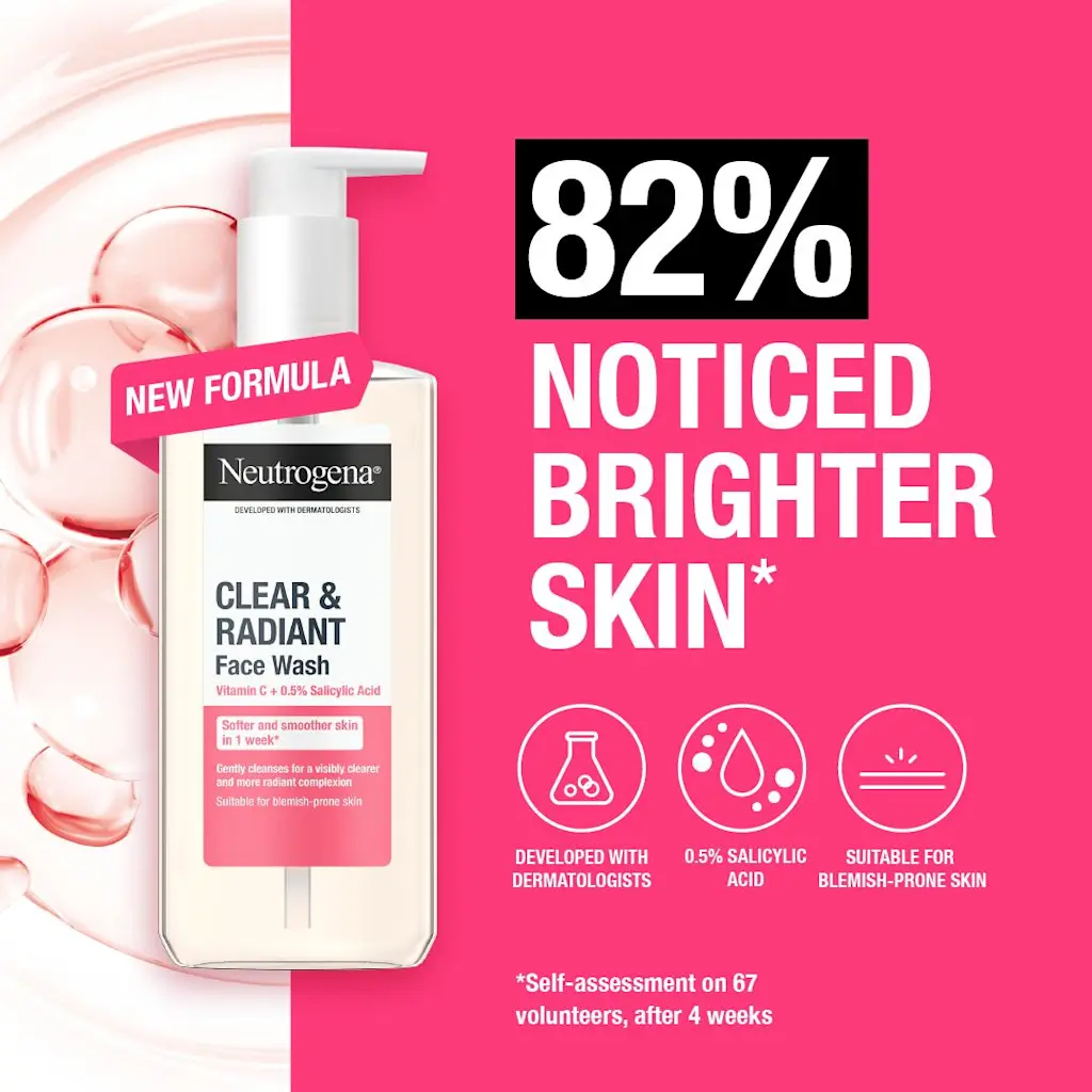 Neutrogena - Clear & Radiant Face Wash with Vitamin C & Pink Grapefruit - 200ml - Image 3