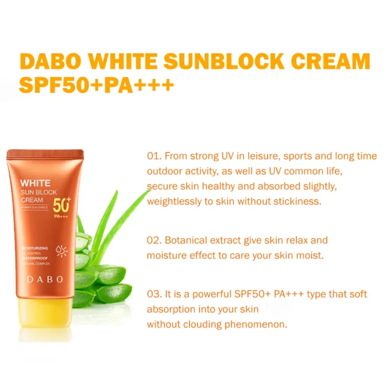 dabo white sunblock cream power sun shield 50