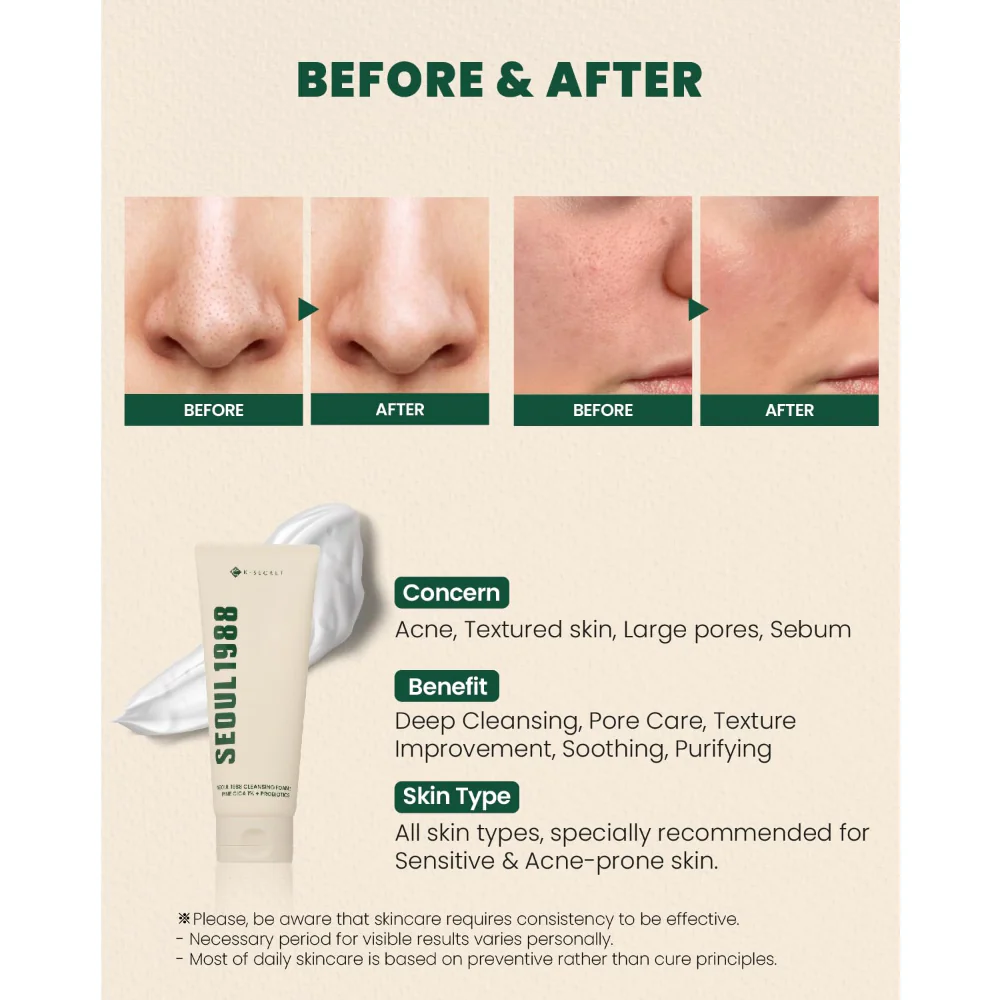 KSECRET - Seoul 1988 Cleansing Foam : Pine Cica 1% + Probiotics - 150ml - Image 3