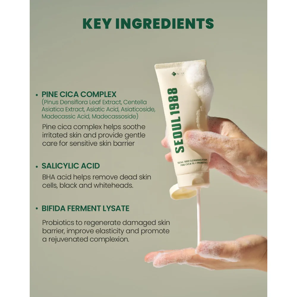 KSECRET - Seoul 1988 Cleansing Foam : Pine Cica 1% + Probiotics - 150ml - Image 5