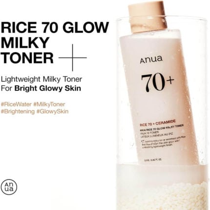 anua rice 70 glow milky toner