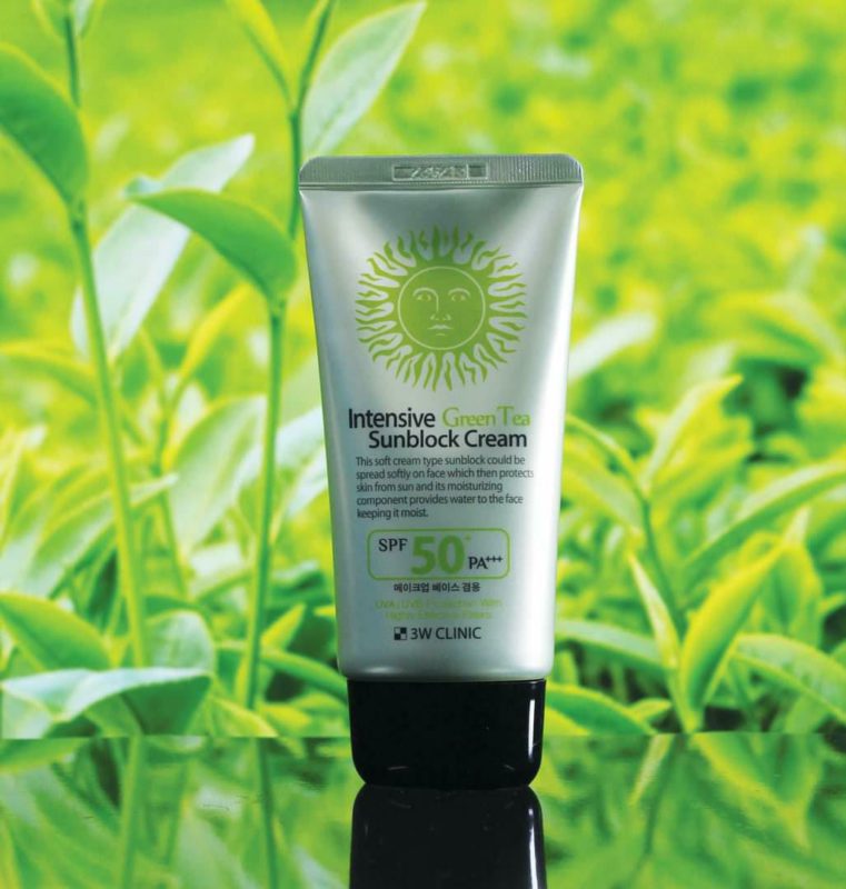 3w clinic intensive green tea sunblock cream