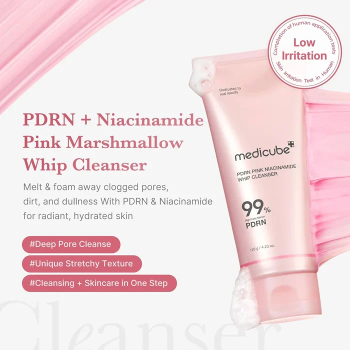 pdrn_whip_cleanser_2 medicube pdrn pink niacineamide whip cleanser