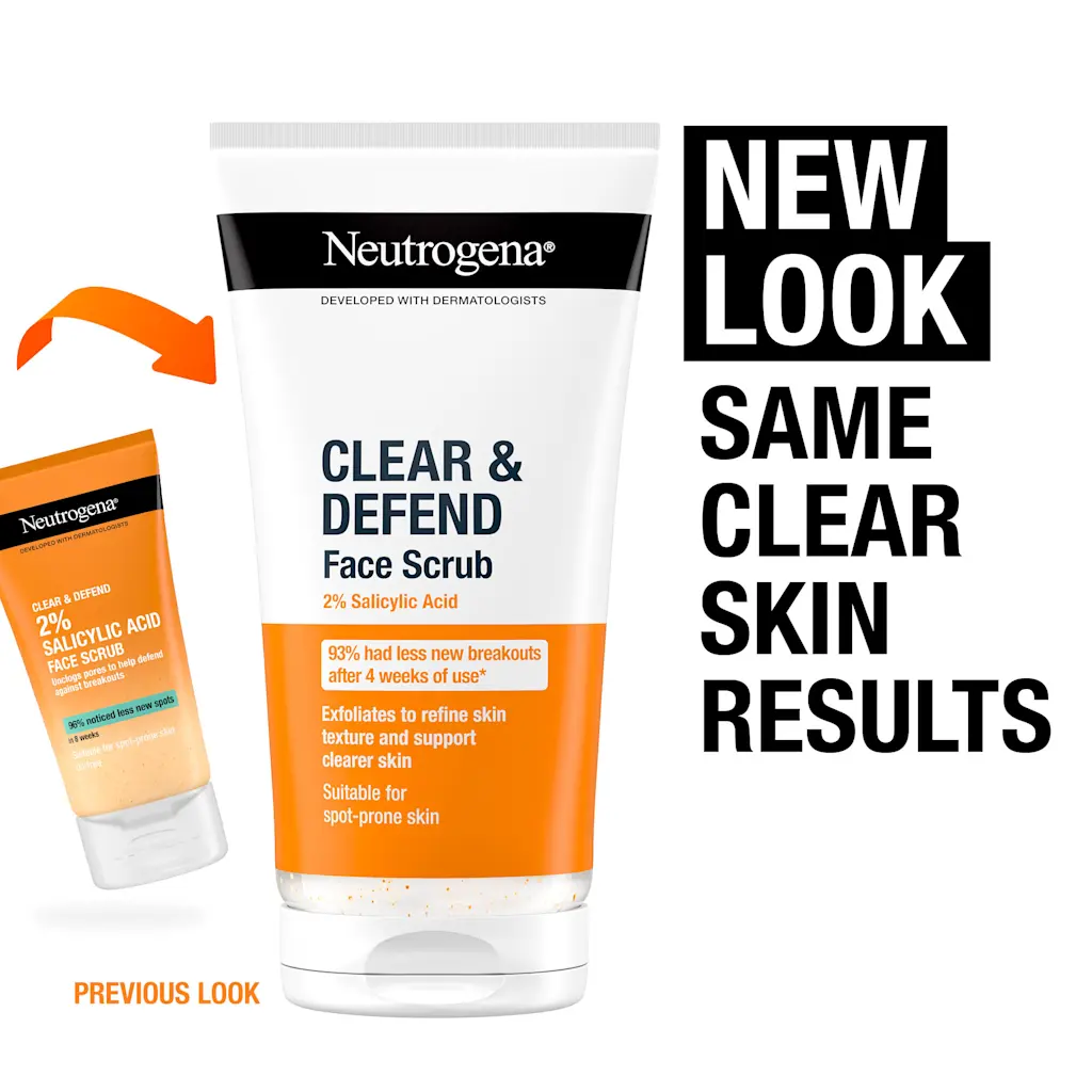 Neutrogena - Clear & Defend 2% Salicylic Acid Face Scrub - 150ml - Image 2