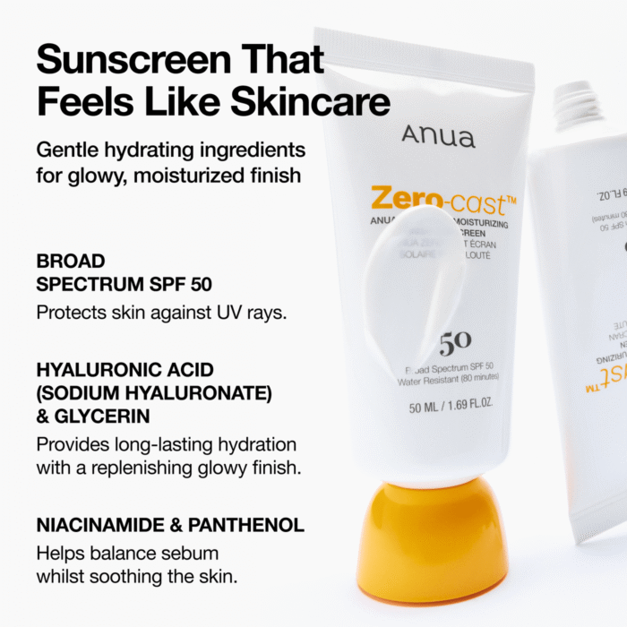 Anua - Zero Cast Moisturizing Finish Sunscreen - 50ml - 50ml Anua - Zero Cast Moisturizing Finish Sunscreen - 50ml - Image 1