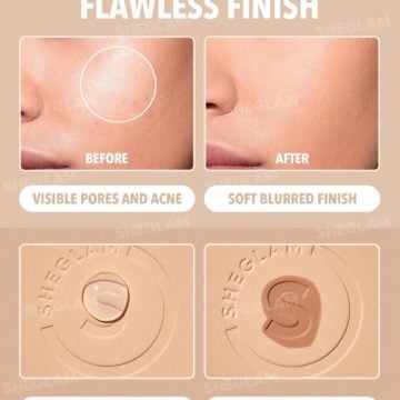 Home Sheglam - Skin-focus High Coverage Powder Foundation is a face powder foundation with many shade options, made for buyers who want buildable-looking base coverage. - Lavishta