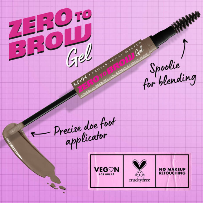 NYX-PMU-Makeup-Eyes-Brow-Gel-ZERO-TO-BROW-GEL-ZTBG05-ASH-BROWN-0800897232825-ATF-Applicator Nyx - Zero To Brow Longwear Brow Gel - Image 1