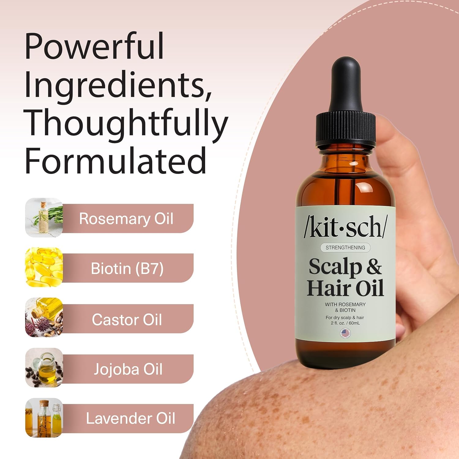Kitsch - Strengthening Scalp & Hair Oil Formulated With Rosemary & Biotin - 60ml - 60ml Kitsch - Strengthening Scalp & Hair Oil Formulated With Rosemary & Biotin - 60ml - Image 1