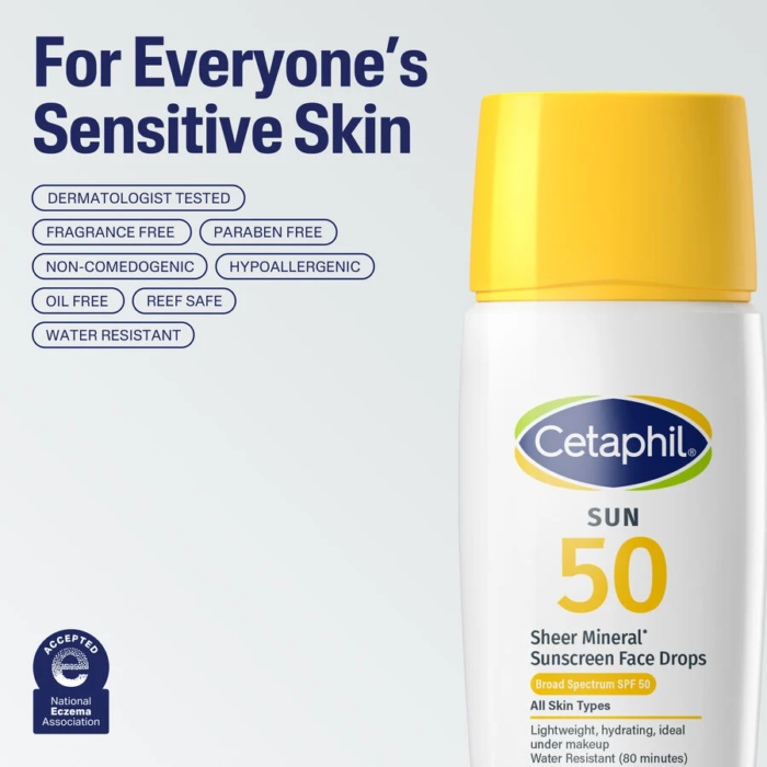 Cetaphil - Sheer Mineral Sunscreen Face Drops SPF 50 - 50ml - 50ml Cetaphil - Sheer Mineral Sunscreen Face Drops SPF 50 - 50ml - Image 1